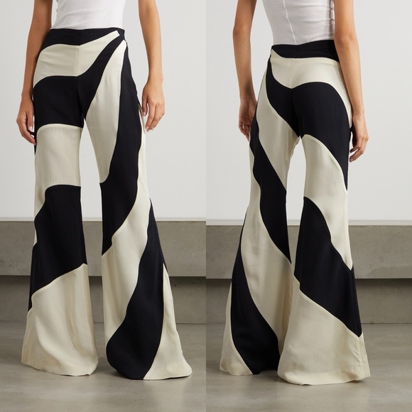 Taller Marmo Largo Mar Striped Crepe Flared Pants - Picture 1 of 11